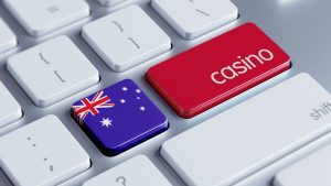 kasino berlabel tombol enter pada keyboard dengan bendera Australia